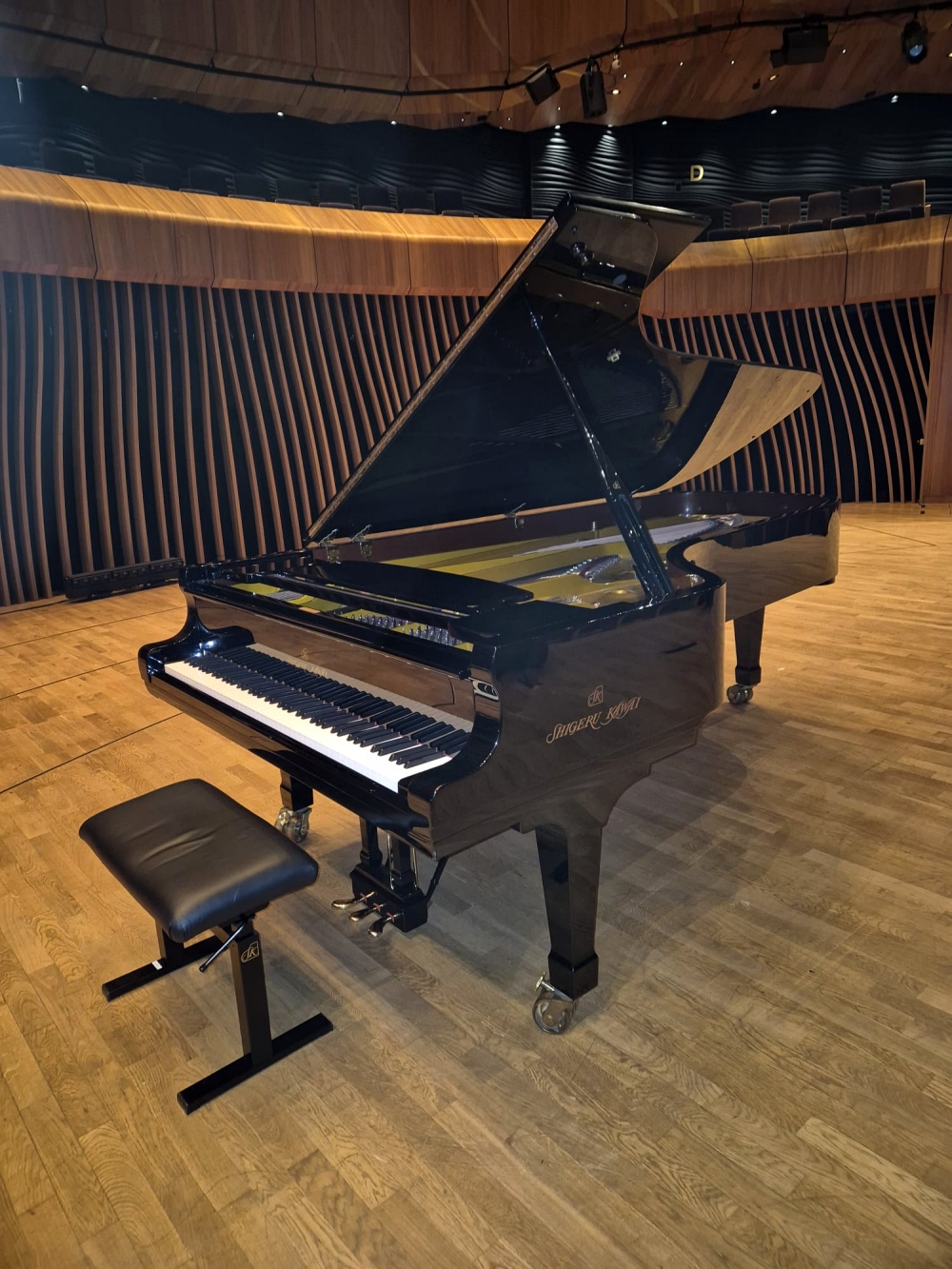 Załadunek fortepianu koncertowego na samochód z windą hydrauliczną — Katowice, PianoTrans